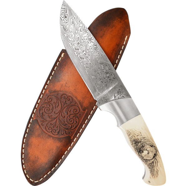 Limitiertes Scrimshaw-Jagdmesser "Braunbär"