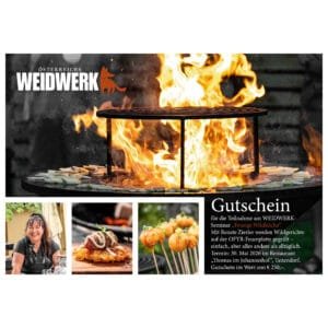 GUTSCHEIN für den WEIDWERK Grillkurs "Feurige Wildküche" – am 30. Mai 2026