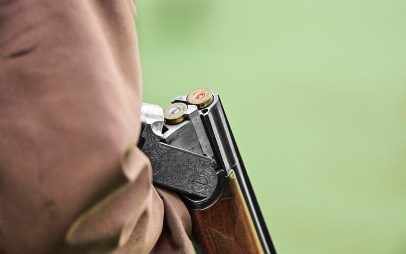 Jaeger mit Flinte, Detail Aufnahme, Niederwildjagd